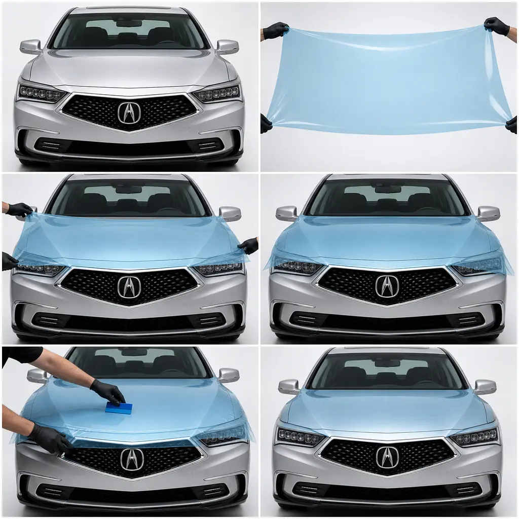 Антигравійна захисна бронеплівка за лекалами для Acura RLX I facelift 2018-2020 - повний кузов - фото 2