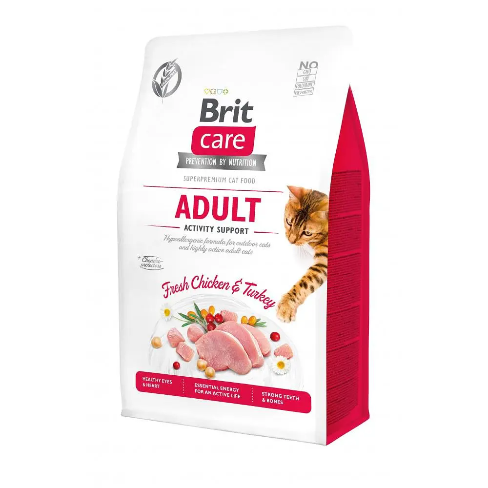 Сухий корм Brit Care Cat GF Adult Activity Support для котів, що живуть на вулиці, індичка та курка 400 г (арт.171299)