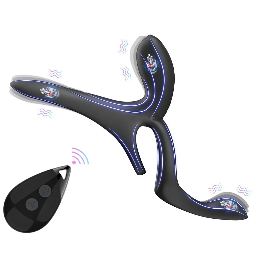 Вібраційне кільце - Erospace Men’s Play Vibrating Cock Ring With Clitoral & Taint Stimulation B11 - фото 6