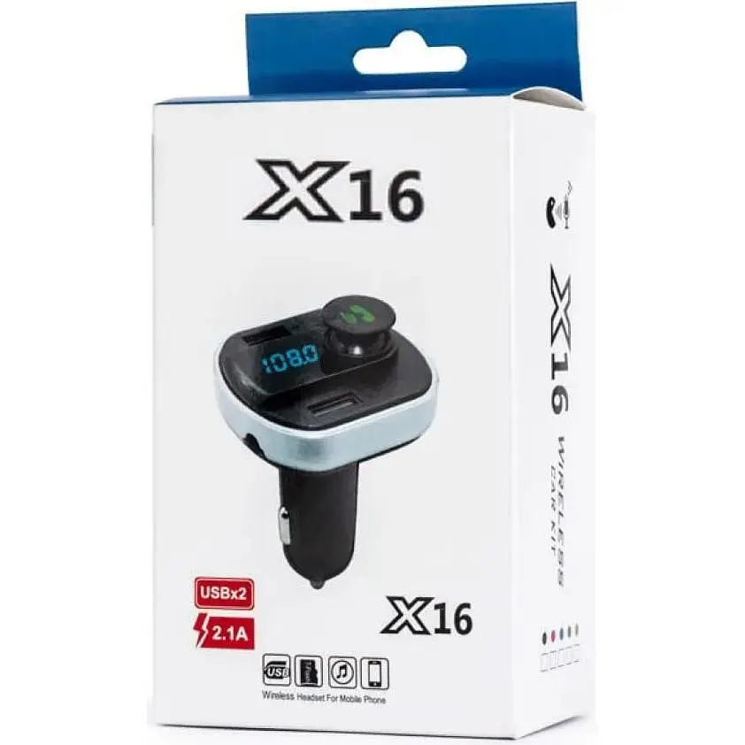 Автомобільний Bluetooth модулятор трансмітер FM USB зарядка X16 Wireless Car KIT Чорний - фото 2