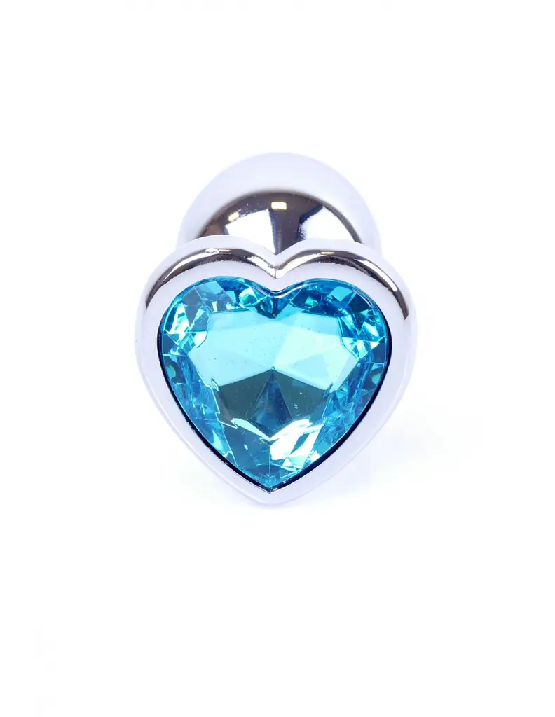 Анальна пробка із кристалом B-Series Jewellery Silver Heart PLUG Light Blue, 7х2.7 см, блакитний - фото 2