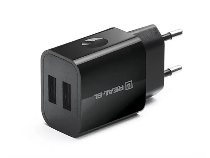 Мережевий зарядний пристрій REAL-EL CH-210 Black (EL123160014)