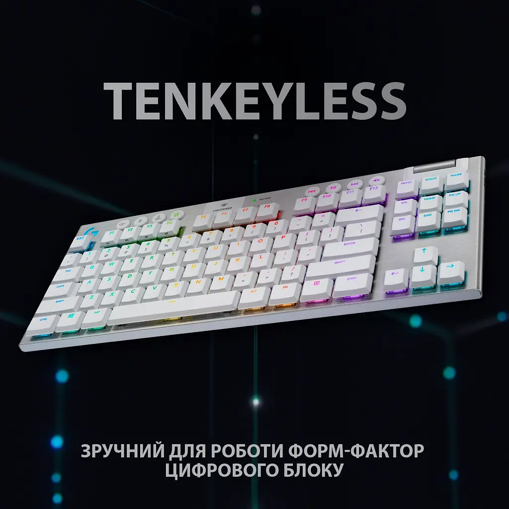 Клавіатура Logitech G915 TKL Lightspeed Wireless RGB Mechanical White [920-009664] [68413] - фото 7