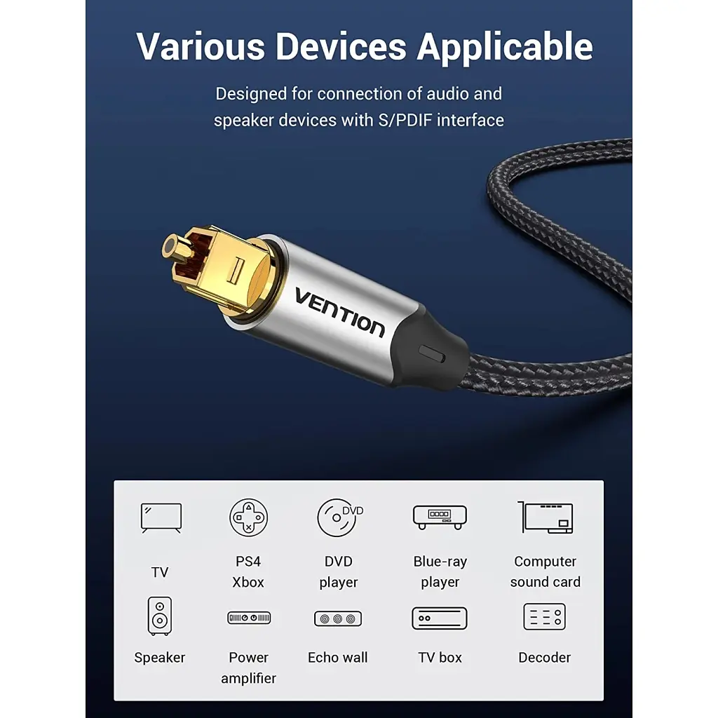 Кабель мультимедійний Optical Toslink 1.0m gray Vention (BAVHF) - фото 8