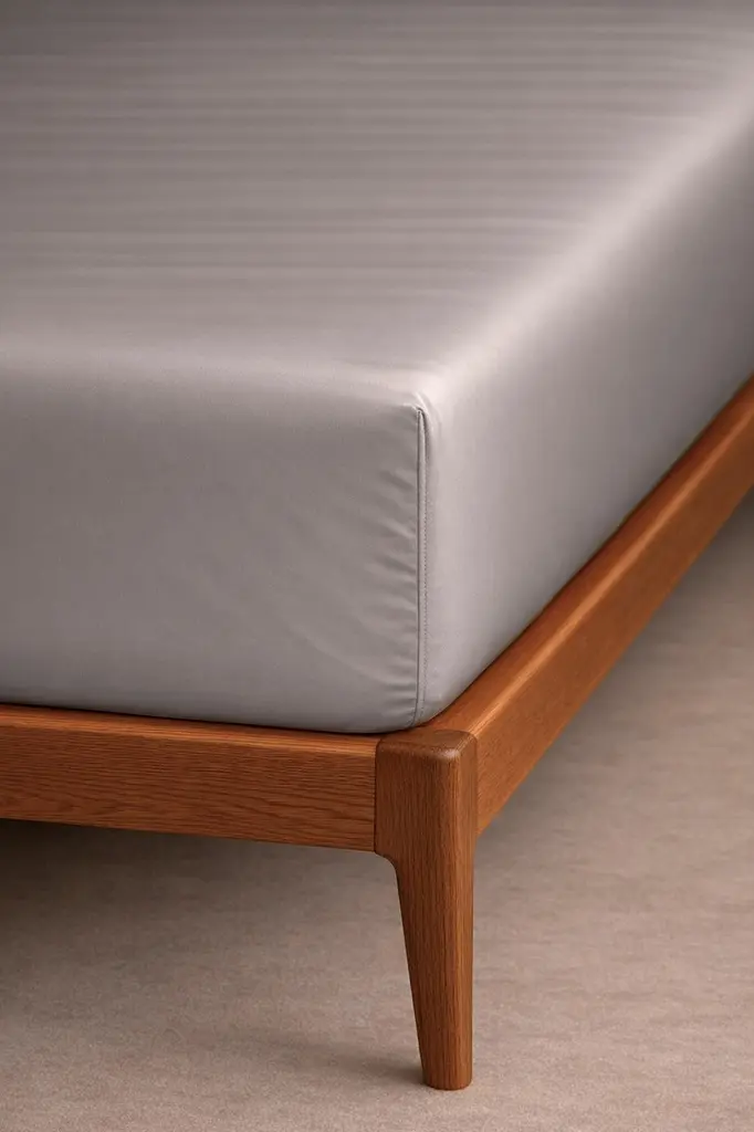 Простирадло на резинці Ecotton 90х200 см із сатину кремового кольору 15-4503 Chateau Grey (24836)