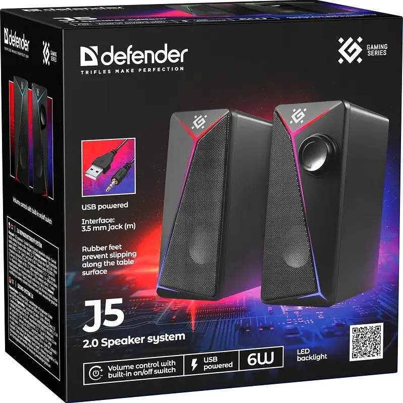 Акустична система 2.0 Defender J5, 6Вт, підсвітка, USB, чорна - фото 7