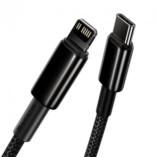 Кабель Baseus Tungsten Gold Fast Charging Cable Type-C to Lightning PD 20W 1m CATLWJ-01 Black - фото 6