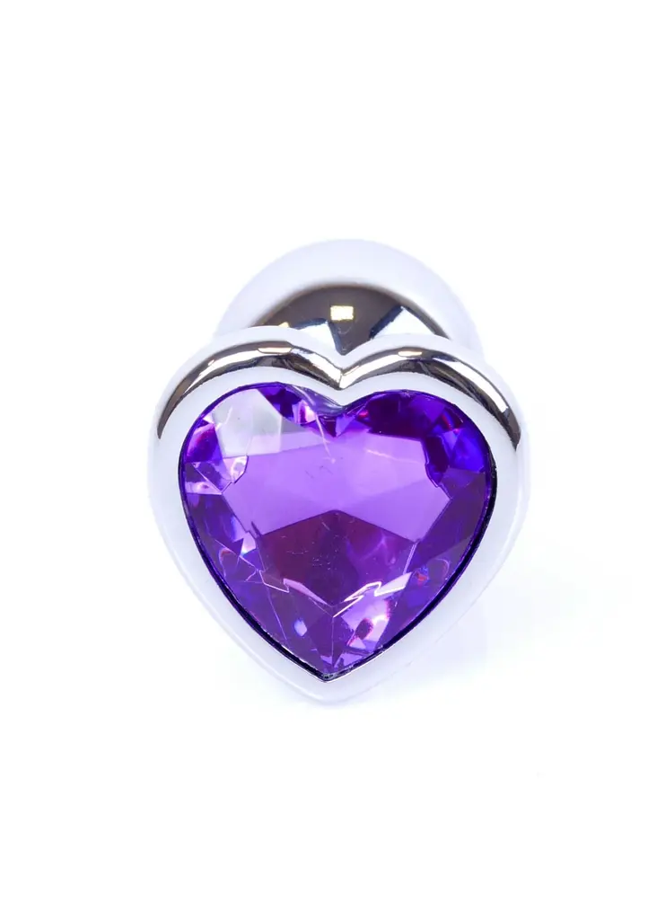 Анальна пробка B - Series HeavyFun Jewellery Silver Heart, 7 см (фіолетовий) - фото 2