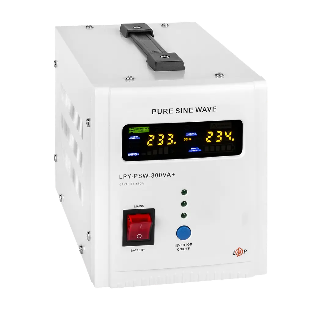 ДБЖ з правильною синусоїдою 12V LPY-PSW-800VA+(560Вт)5A/15A - фото 4