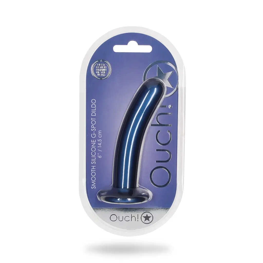 Фаллоимитатор Ouch! Smooth G-Spot Dildo 6apos;apos; 15 см (синий) - фото 21