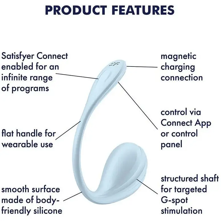 Смарт-віброяйце Satisfyer Smooth Petal Connect App Light Blue - фото 6