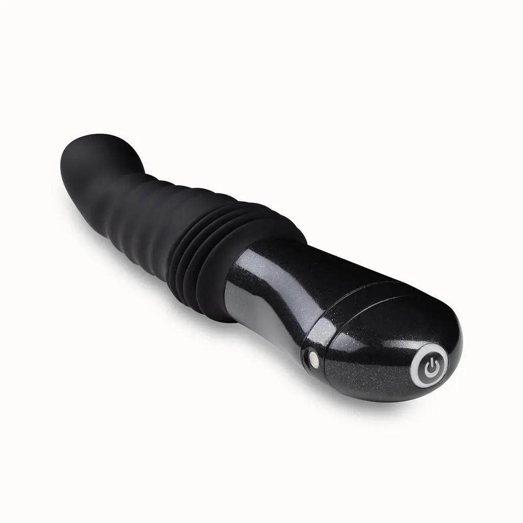 Пульсатор Blush Temptasia - Lazarus Thrusting Dildo - Black, ребристий стовбур, 3 швидкості - фото 6