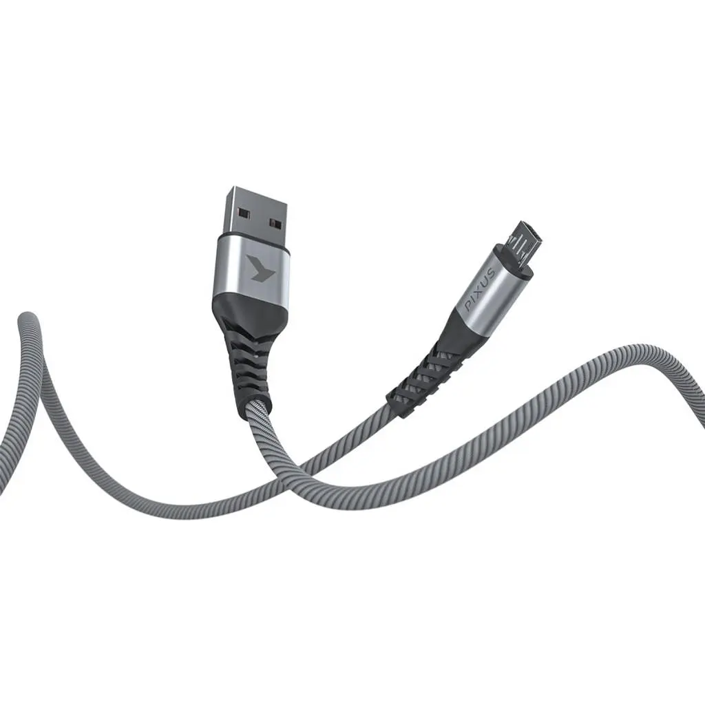 Дата кабель USB 2.0 AM to Micro 5P 1.0m Flex Gray Pixus (4897058531145) - фото 4