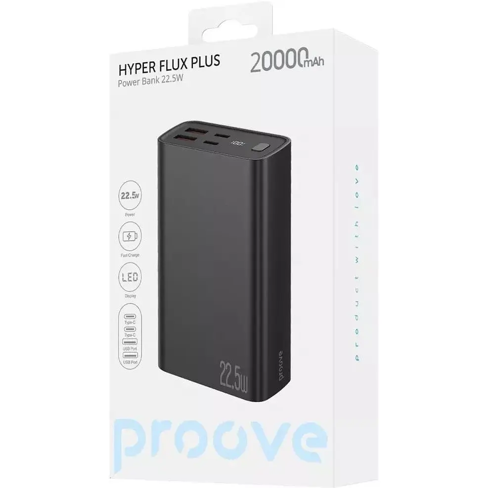 Портативний акумулятор Proove Hyper Flux Plus 22.5W 20000mAh black (PBF222120001) - фото 3
