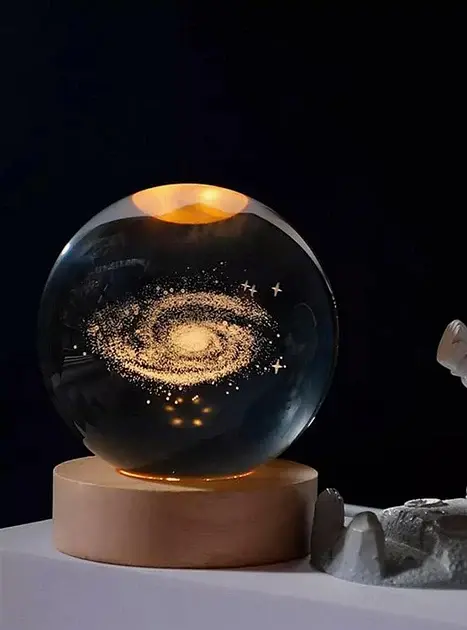 Декоративний 3D нічник кришталева куля Чумацький Шлях USB - фото 5