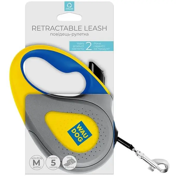 Повідець-рулетка для собак Waudog R-leash, малюнок "Colors of freedom", M, до 25 кг, 5 м, світловідбивна стрічка - фото 5