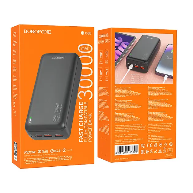Внешний аккумулятор Borofone BJ38B Power 30000mAh 22.5W+PD20W черный - фото 5