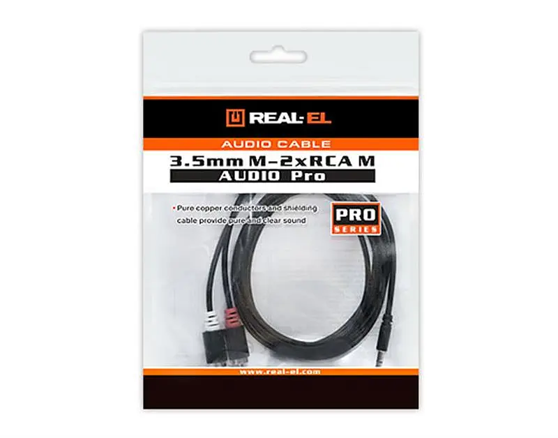 Аудіо-кабель Real-el Audio Pro 3.5 мм/2xRCA M/M 1.8 м чорний EL123500042 - фото 3
