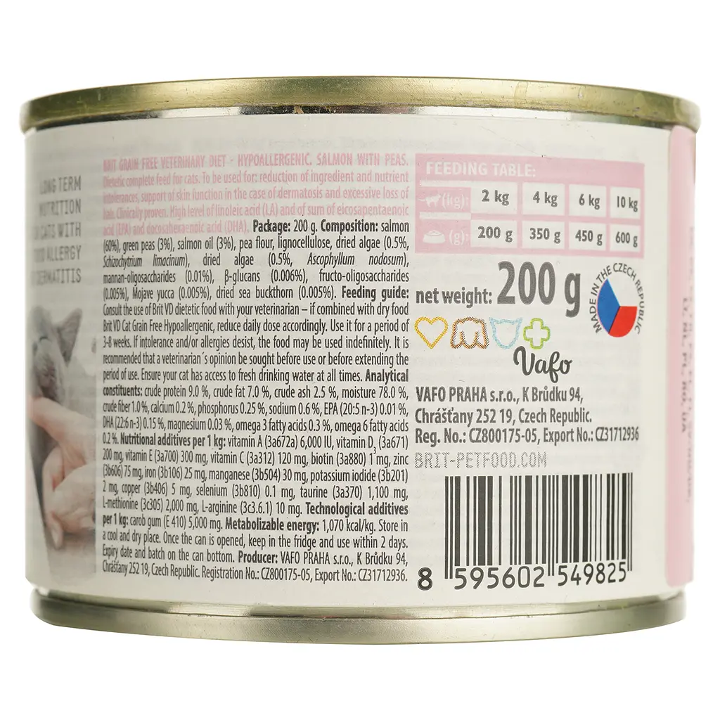 Вологий корм для котів Brit GF Veterinary Diet Cat Cans Hypoallergenic з лососем та горохом 200 г - фото 4