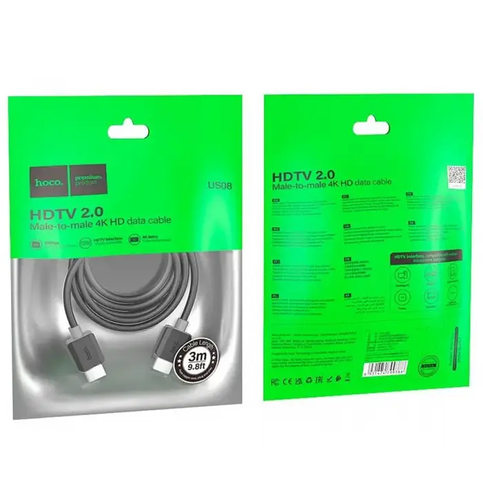 Кабель HOCO US08 HDMI to HDMI 4K HD Data Cable HDMI v2.0 3 метри - фото 6