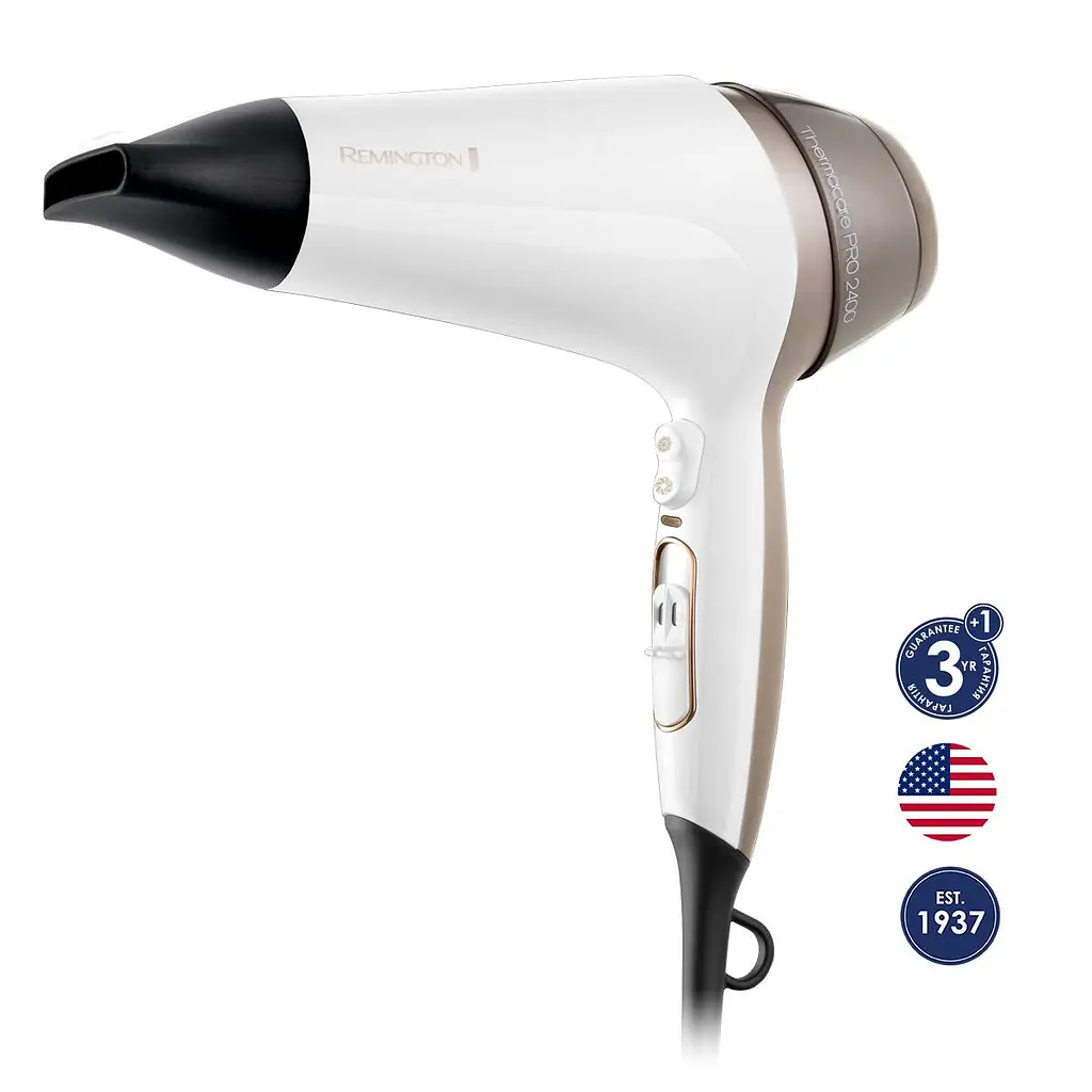 Фен Remington Thermacare Pro, 2200Вт, 3 режима, диффузор, ионизация, холодный обдув, турбо режим, бело-коричневый - фото 2
