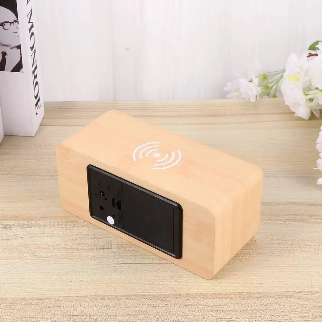 Дерев'яний LED годинник UFT Wood Wireless Clock з функцією бездротової зарядки - фото 5