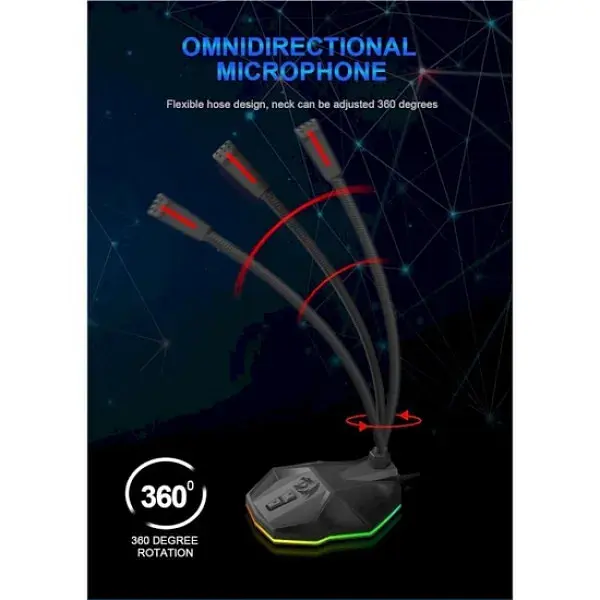 Стримовий мікрофон Redragon Stix GM99 RGB з підсвічуванням USB кабель 1.8м - фото 6
