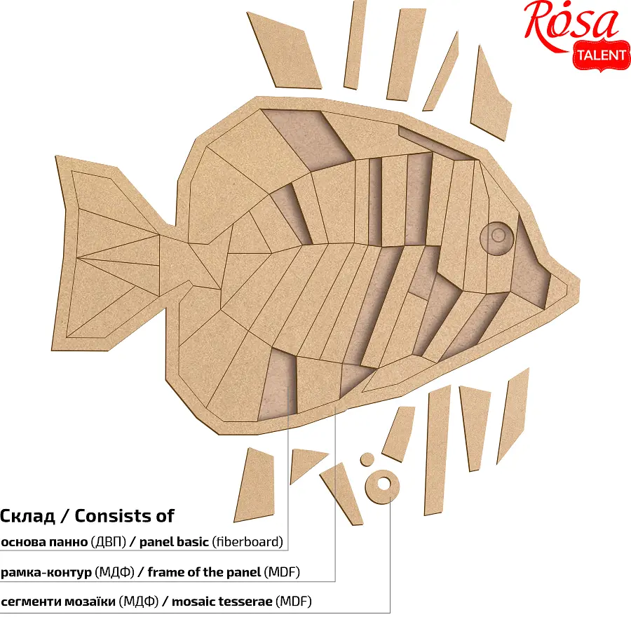 Основа для декорування панно-мозаїка Rosa Talent Рибка 1 МДФ 42х27 см - фото 2