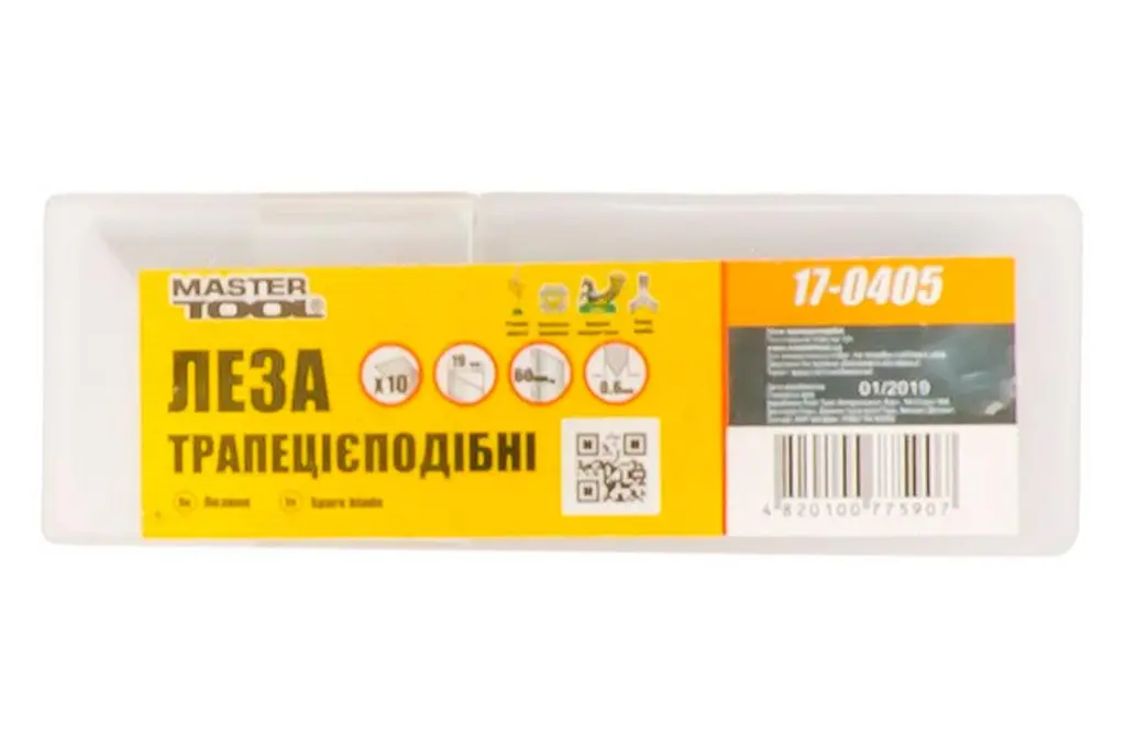 Лезвие сменное трапециевидное для ножа строительного Mastertool 60 х 19 мм (в упаковке 10 шт.) 17-0405 - фото 2