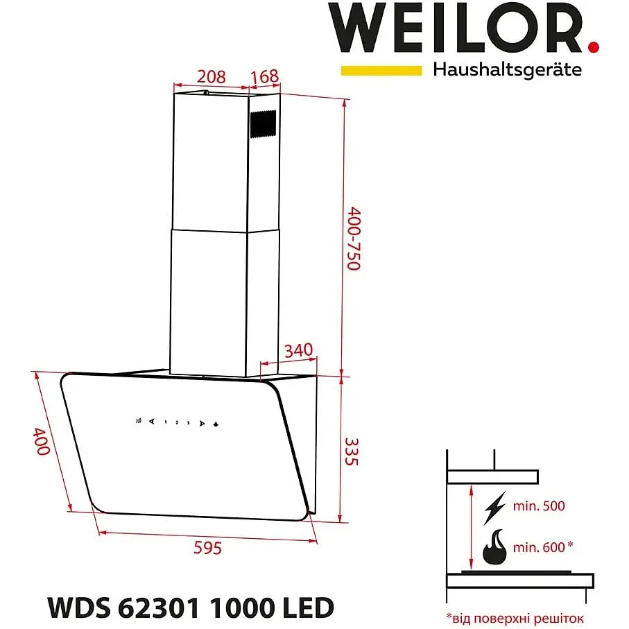 Витяжка Weilor WDS 62301 R WH 1000 LED - фото 11