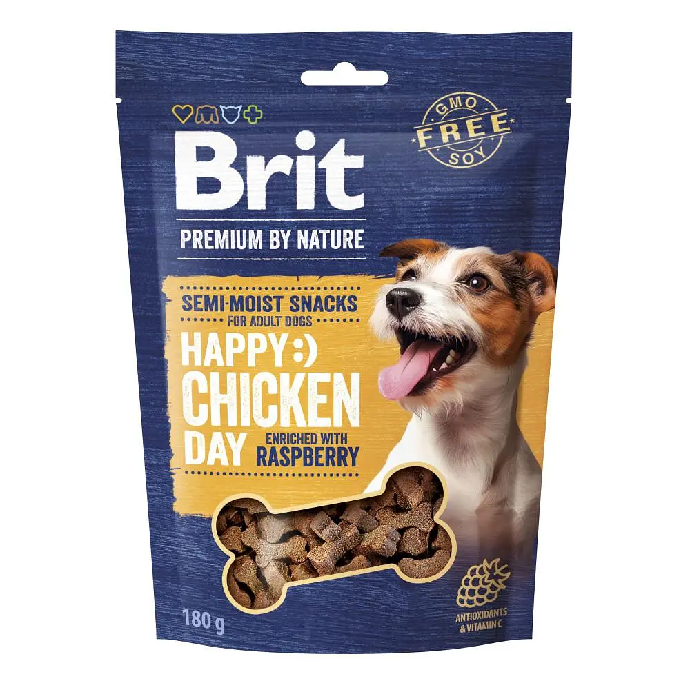 Ласощі для собак Brit Premium напіввологі, з куркою та малиною, 180 г (112279/573912)