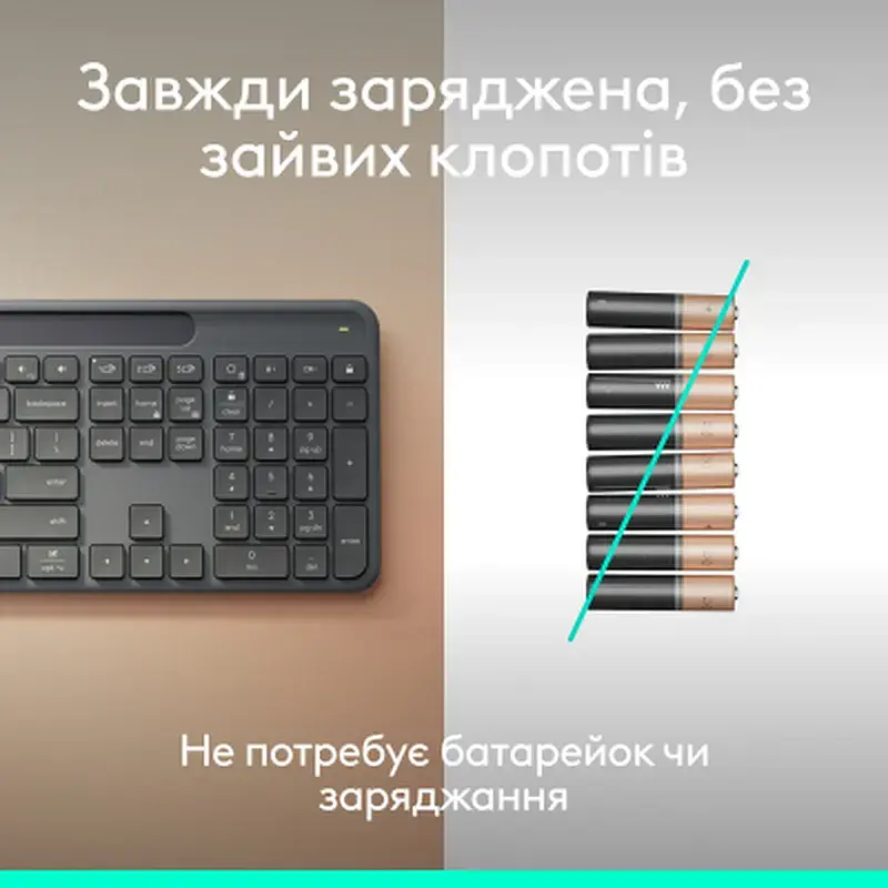 Клавіатура Logitech Slim Solar+ for Business Wireless/Bluetooth Graphite (920-013779) - фото 3