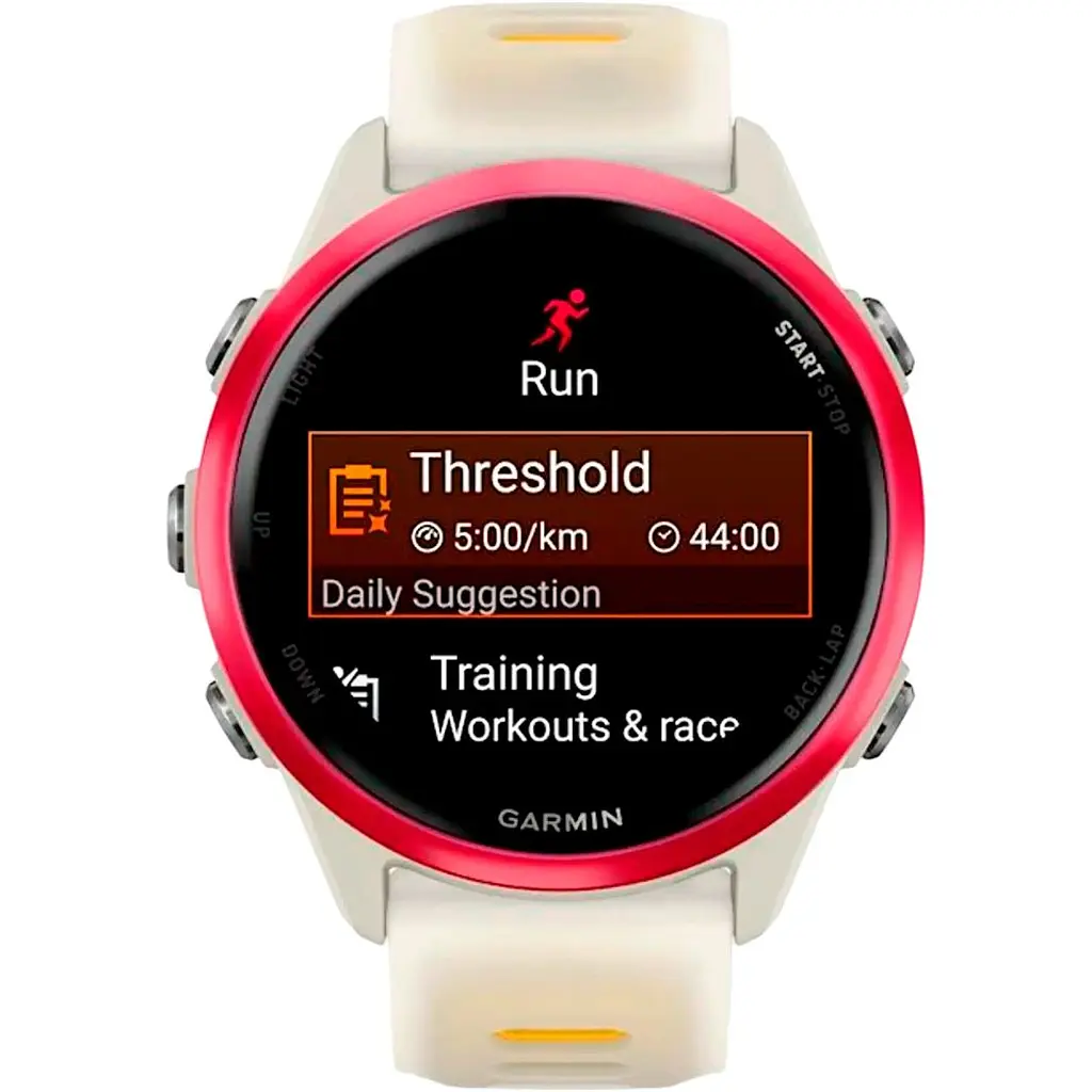 Смарт-годинник Garmin Forerunner 570 42mm Raspberry Aluminum with Translucent Bone/Mango Band (010-02970-02) [142393] - фото 2