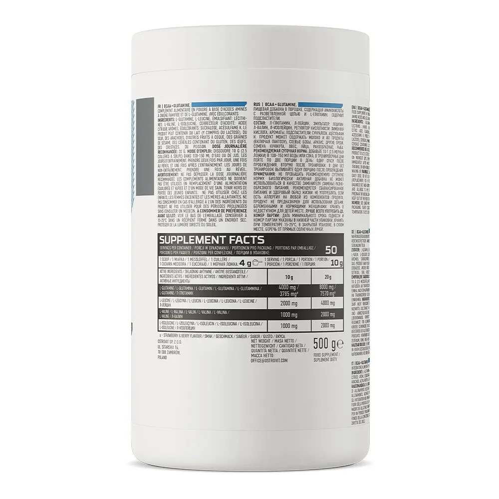 Амінокислота BCAA OstroVit BCAA + Glutamine, 500 грам - Лимон - фото 2