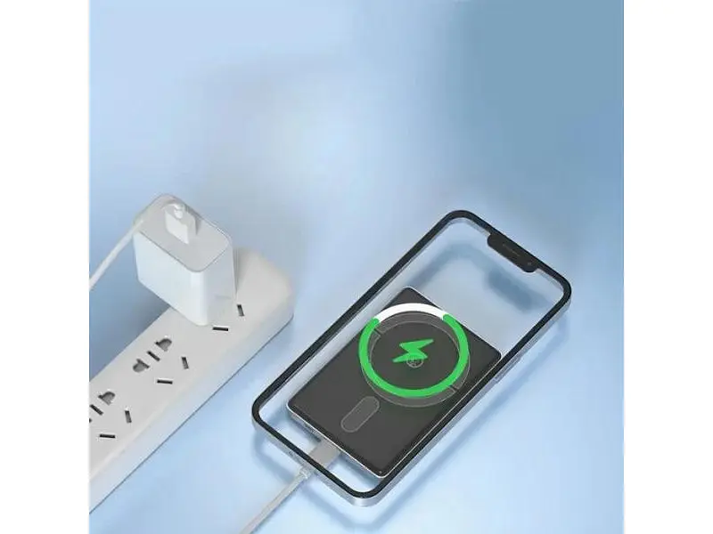 Зовнішній акумулятор (павербанк) Aspor A381 Magnetic Wireless 5000mAh Blue - фото 2