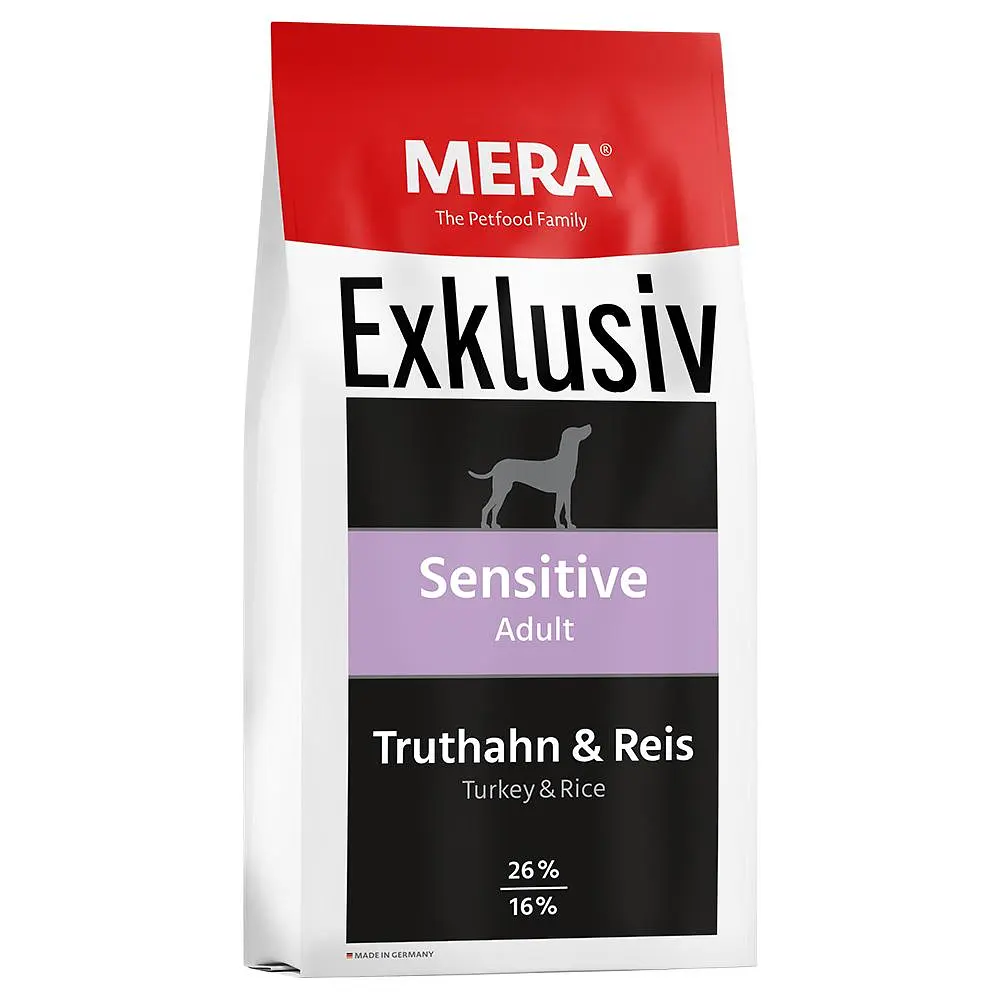 Сухий корм для чутливих собак Mera Exclusiv sensitive Adult Truthahn-Reis з індичкою та рисом 15 кг