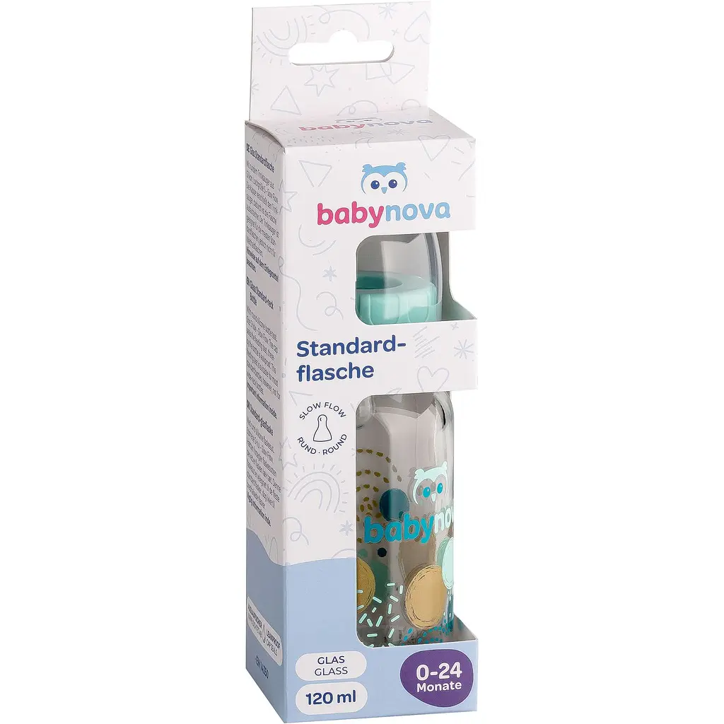 Бутылочка Baby-Nova Декор, стеклянная, голубая, 120 мл (3960334) - фото 2