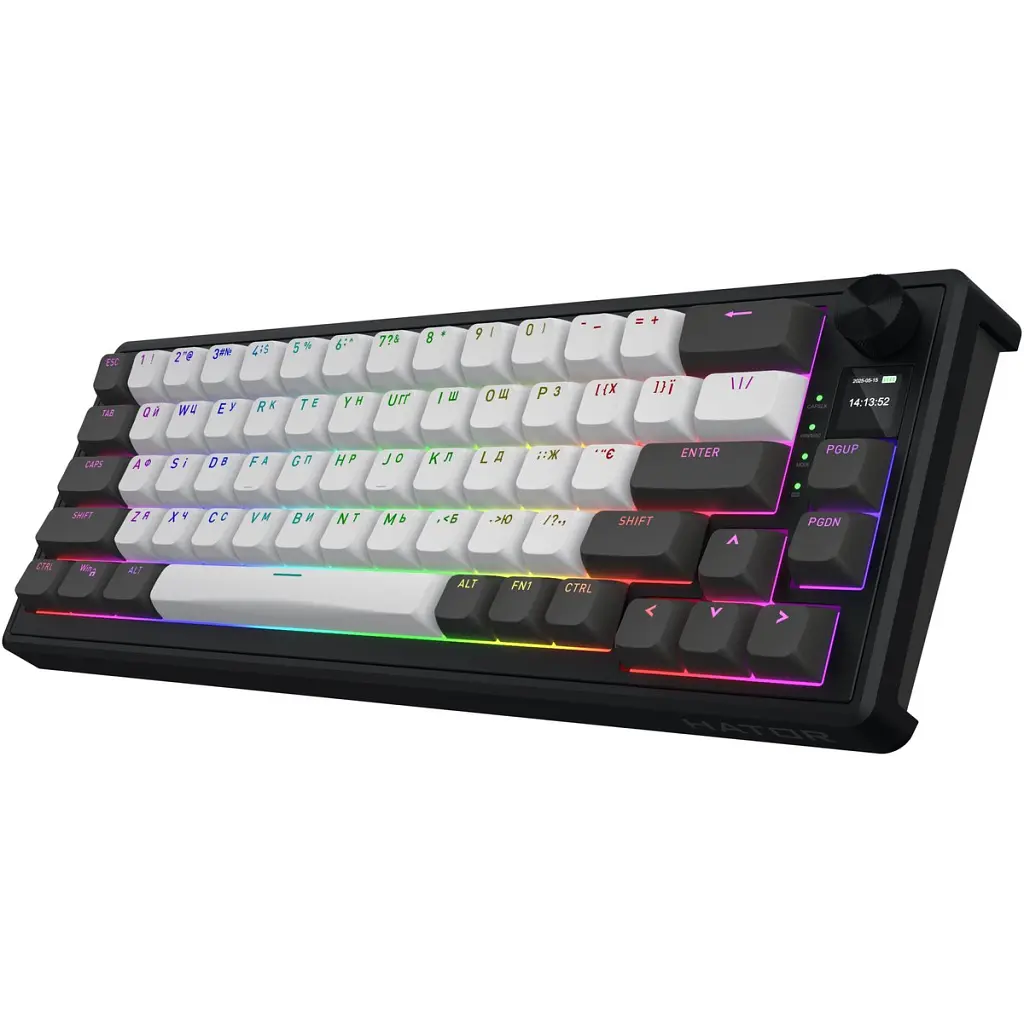 Клавіатура Hator Skyfall 65 Pro Aurum Vanila Silent RGB Wireless/Bluetooth/USB UA Grey/Black (HTK4160UA) - фото 4