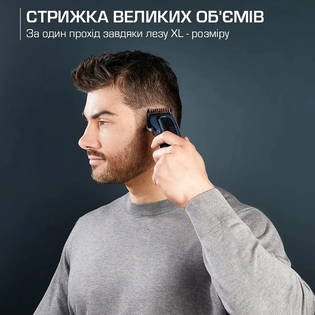 Машинка для стрижки Rowenta Barber Experience, для голови, мережа+акум., роторний мотор DC, насадок-12, нержавіюча сталь з покриттям DLC, синій - фото 8