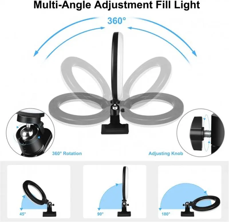 Кільцева USB LED лампа Puluz PKT3126B 10.2" + затискач - фото 4