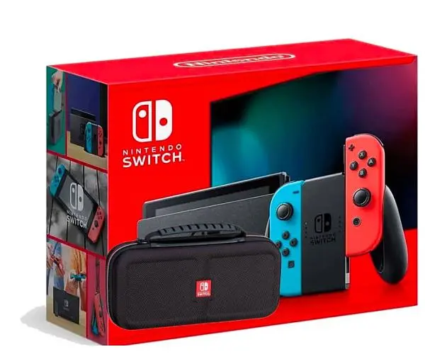 Игровая консоль Nintendo Switch Neon Blue-Red Upgraded version + Чехол Deluxe Travel Case Black + Защитное стекло - фото 5