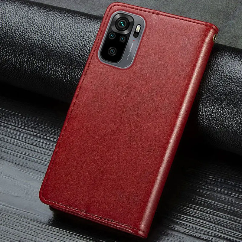 Кожаный чехол-книжка GETMAN Gallant (PU) для Xiaomi Redmi Note 10 / Note 10s Красный - фото 6