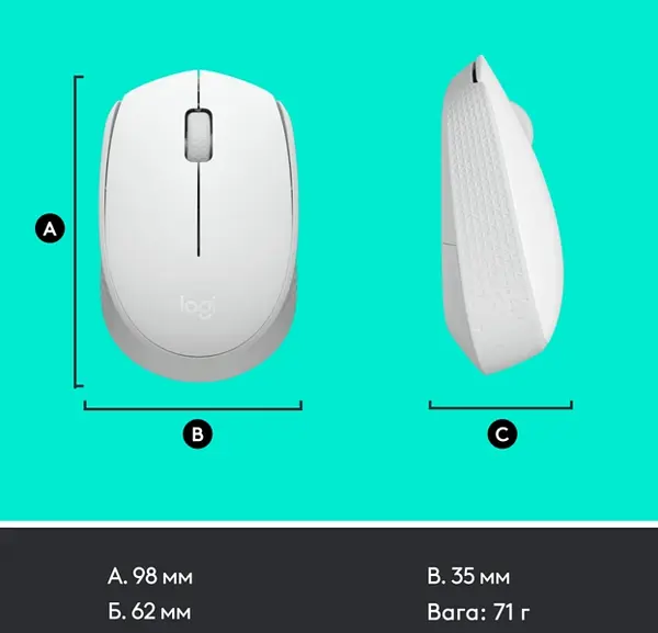 Миша комп'ютерна Logitech M171 Wireless Mouse, White (910-006867) - фото 8