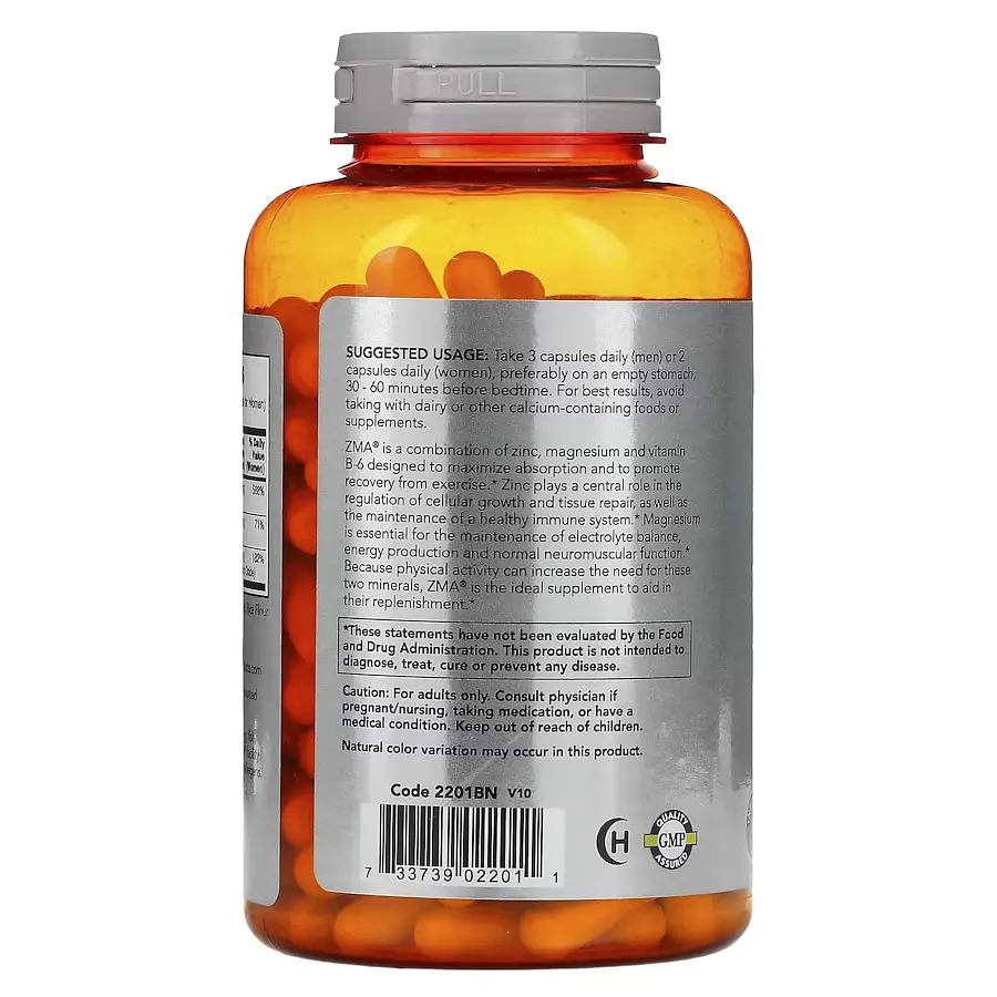 Стимулятор тестостерону NOW ZMA, 180 вегакапсул - фото 3