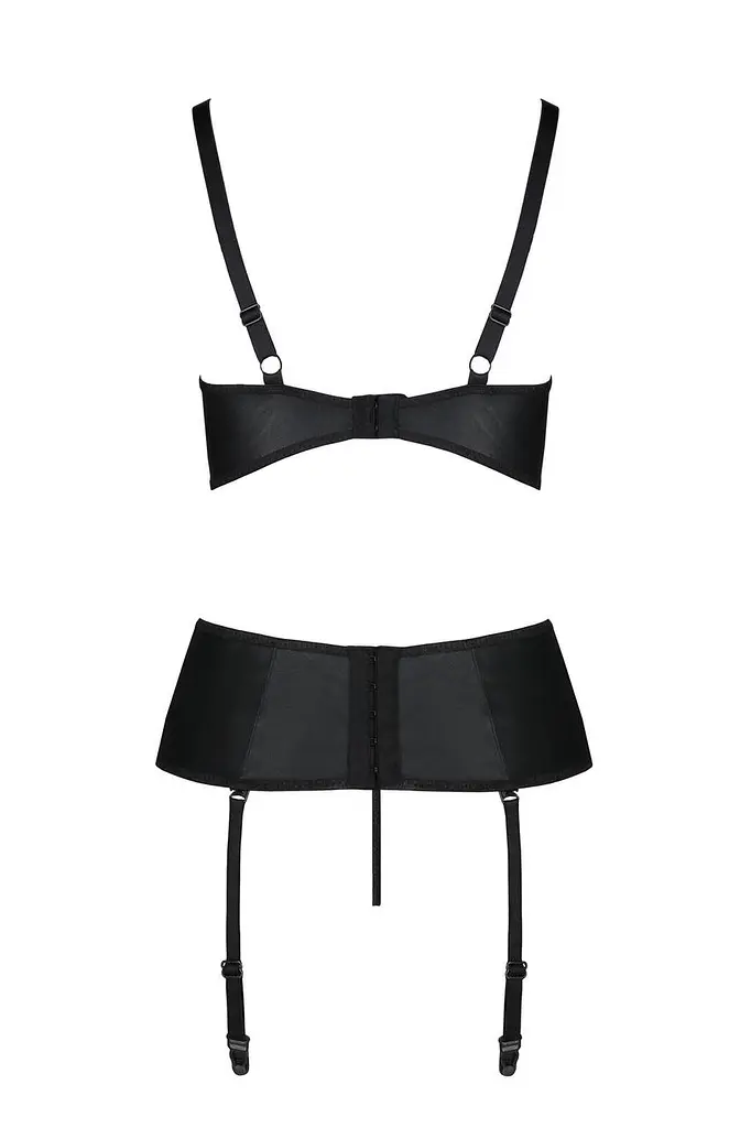 Корсет с открытой грудью Passion JANNIES CORSet S/M black стринги в наборе - фото 4