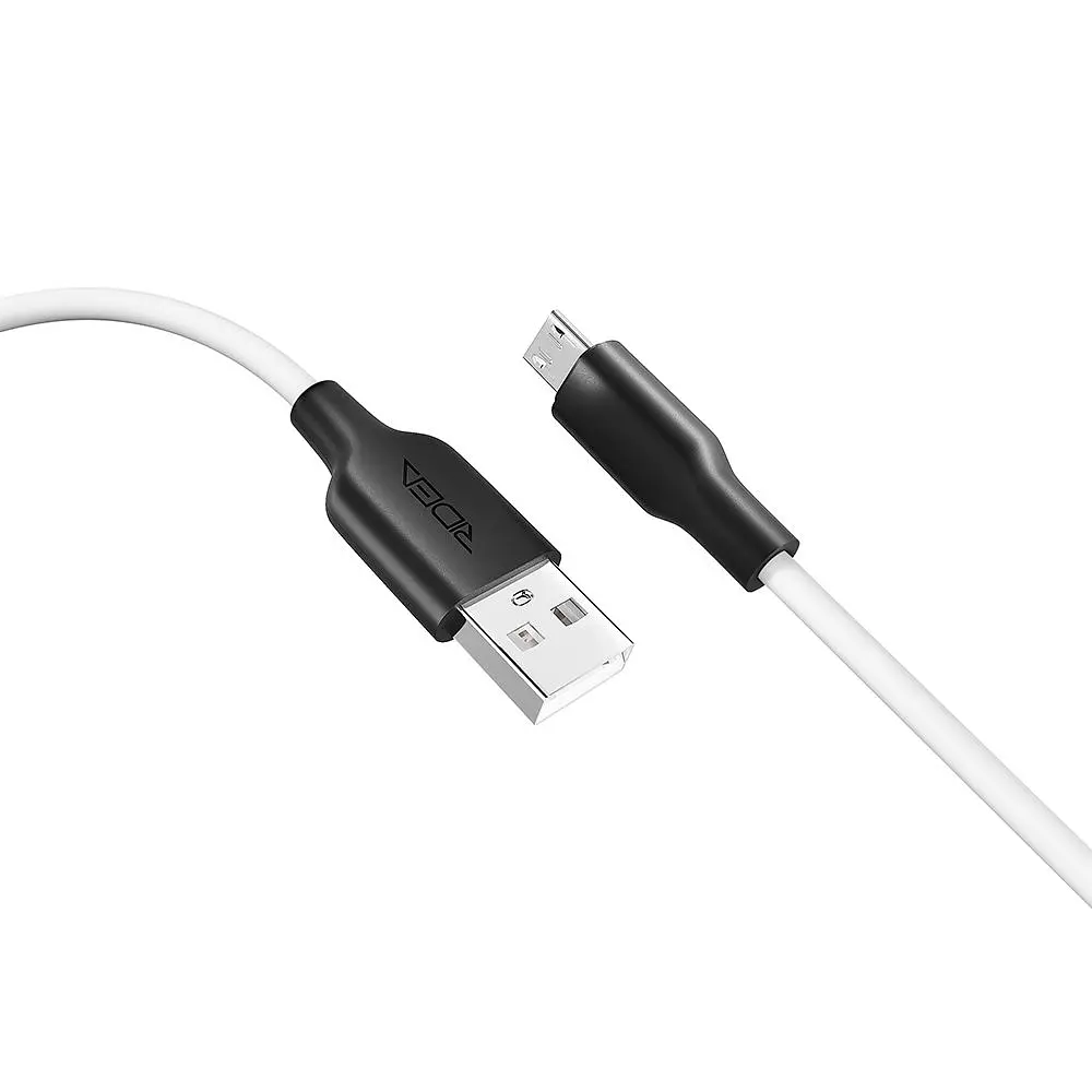 Кабель для заряджання та обміну даними USB Ridea RC-AI21 AirSiliconePro 60W 20V/3A USB-MicroUSB 1 м Біло-чорний - фото 3