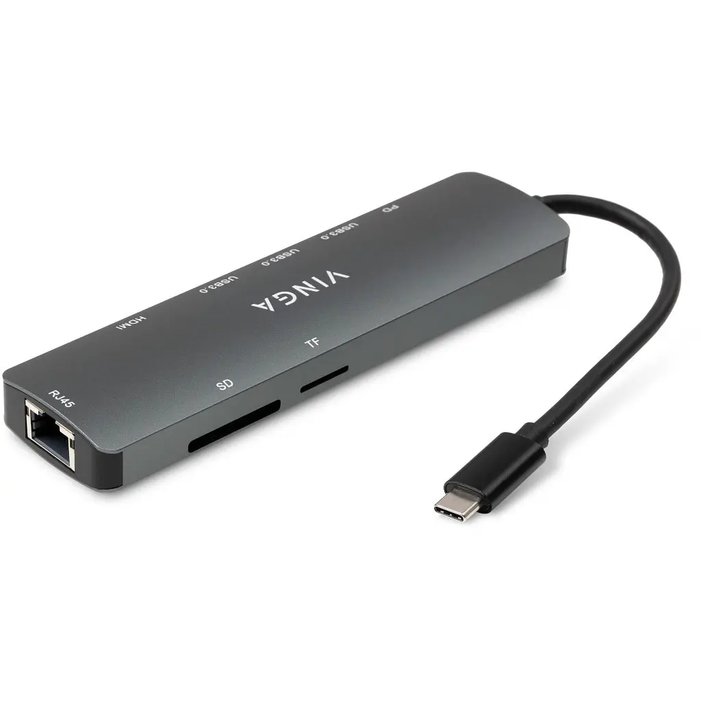 Концентратор Vinga USB-C 3.1 to HDMI+RJ45_1Gbps+3xUSB3.0+SD/TF+PD100W (VHYC8) - фото 3