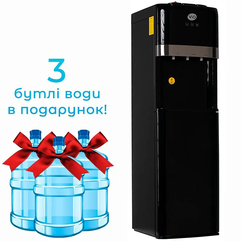 Кулер для води ViO Х601-FCB Black, підлоговий з компресорним охолодженням, нижнє завантаження бутля - фото 4