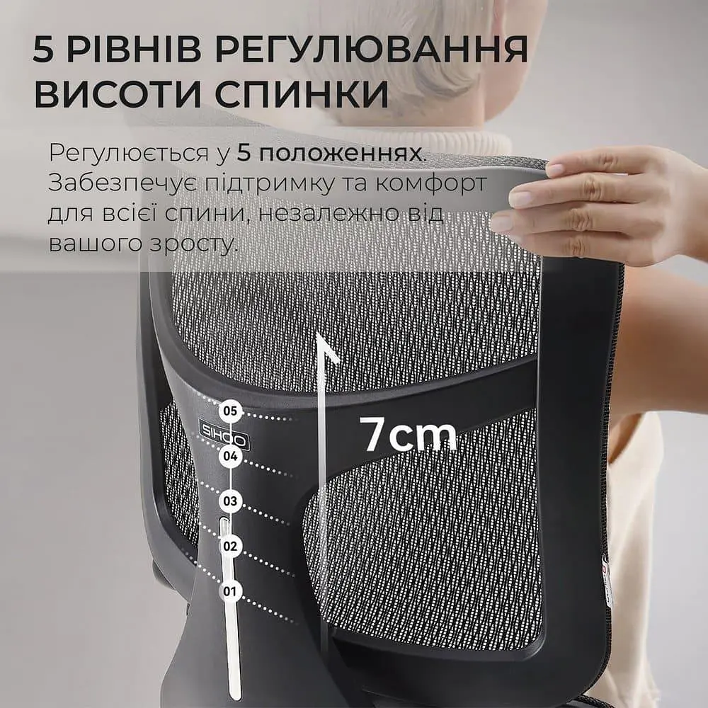Ігрове крісло Sihoo DORO S100 Mesh Black (S100-M301) - фото 6