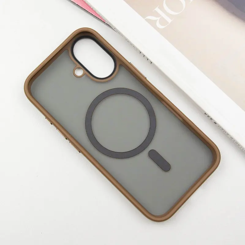 TPU+PC чохол Metal Buttons with MagSafe для Apple iPhone 16 (6.1) Золотий / Gold - фото 3